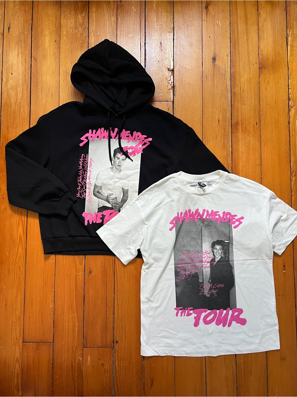 H&M Shawn Mendes The Tour Large Sweatshirt and Extra Small T-Shirt